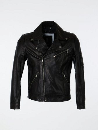 Куртка-косуха из кожи с отложным воротником