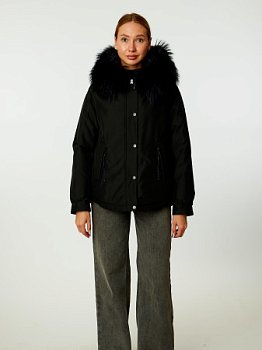 Пуховик укороченный с капюшоном