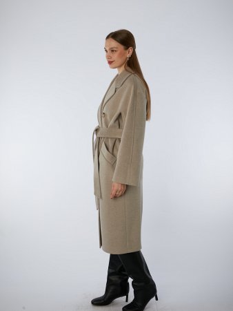 Пальто полушерстяное удлинённое с английским воротником и поясом