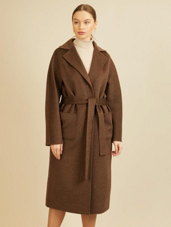 Удлинённое пальто с английским воротником и поясом