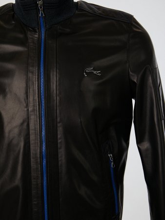 Куртка из кожи с трикотажной отделкой