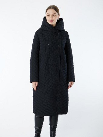 Стеганный плащ с объемным каюшоном "кобра"