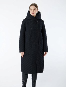 Стеганный плащ с объемным каюшоном "кобра"