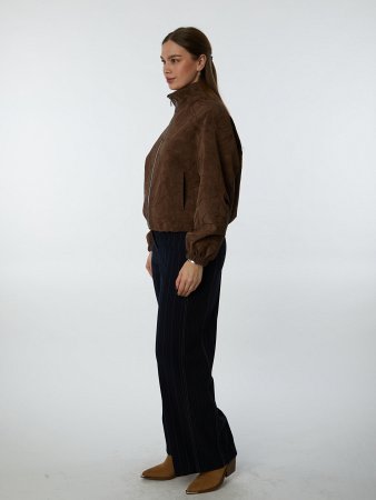 Куртка из экозамши с вышивкой