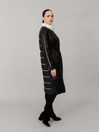 Пальто из натуральной кожи с мехом норки