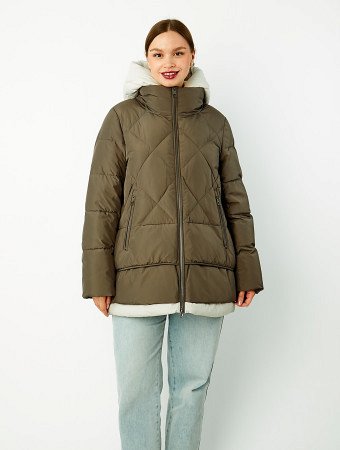 Пуховик женский стёганый с капюшоном
