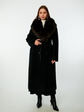 Классическое пальто со съёмным мехом песца