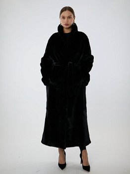 Шуба из меха норки с шалевым воротником