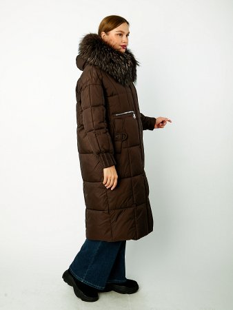Пуховик удлинённый с капюшоном