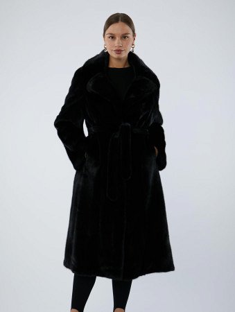 Шуба из меха норки с поясом