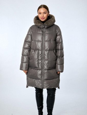 Пуховик женский стёганый с капюшоном