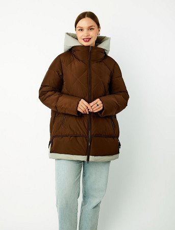 Пуховик женский стёганый с капюшоном