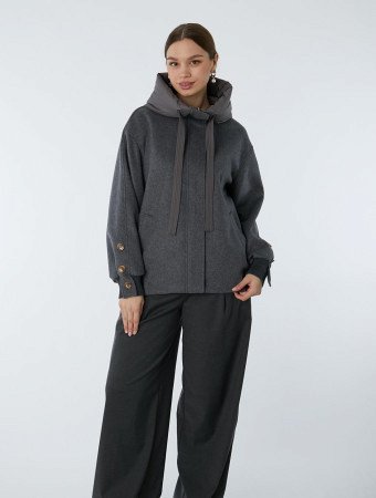 Драповая куртка с капюшоном