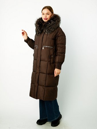 Пуховик удлинённый с капюшоном