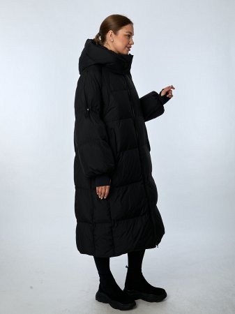 Пуховик женский на пуху с капюшоном