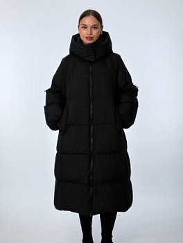 Пуховик женский на пуху с капюшоном