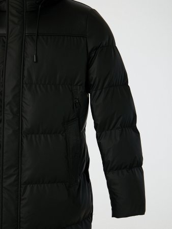 Удлиненный пуховик с капюшоном