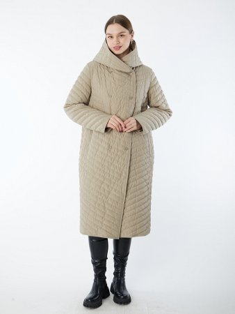 Стеганный плащ с объемным каюшоном "кобра"