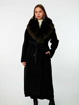 Классическое пальто со съёмным мехом песца