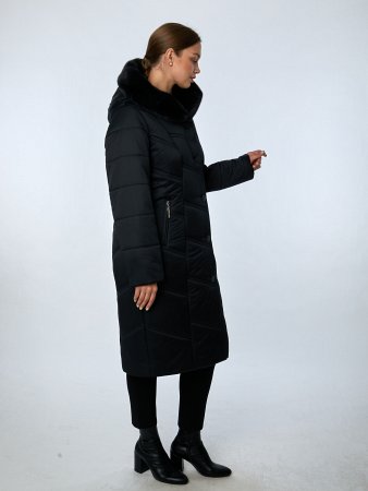 Пуховик женский удлинённый с искусственным мехом