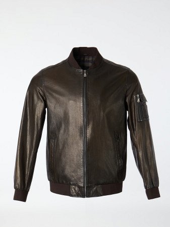 Мужской бомбер из натуральной кожи