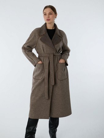 Демисезонное пальто без подклада с поясом