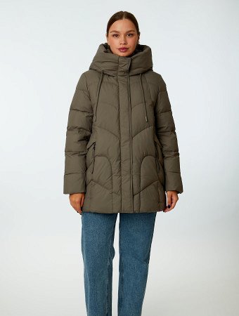 Пуховик женский стёганый с капюшоном